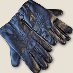🖤 Men's Leather Gloves | Faux Fur Lined | Black | Size Large